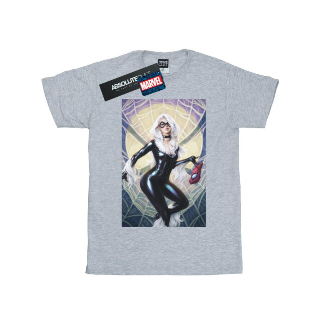 Li-cense Marvel meisjes zwart kat kunstwerk katoenen t-shirt UTBI31258_sportsgrey large
