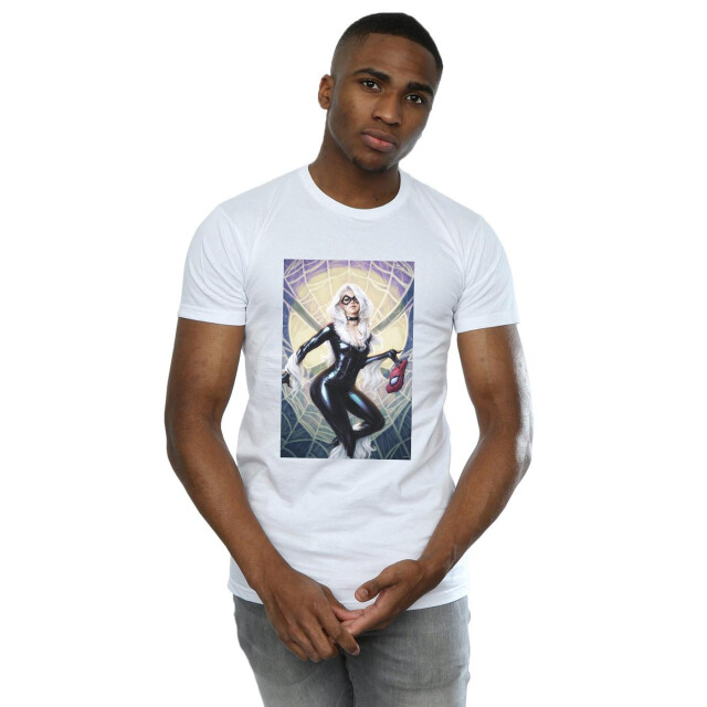 Li-cense Marvel heren zwart kat kunstwerk t-shirt UTBI43040_white large