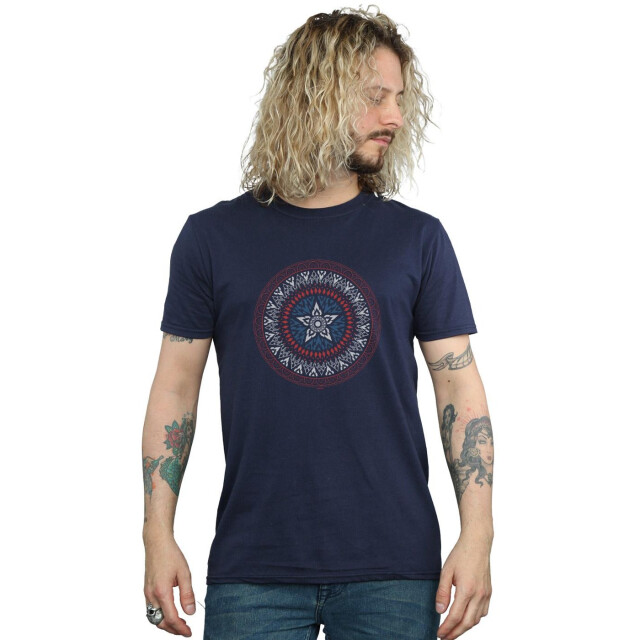 Li-cense Marvel heren captain america ornamental shield t-shirt UTBI43065_navyblue large