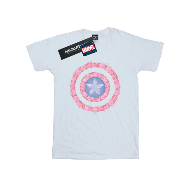 Li-cense Marvel heren captain america bloemen schild t-shirt UTBI43064_white large