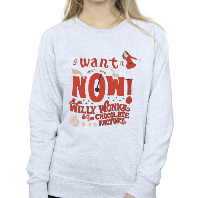 Li-cense Willy wonka dames verruca salt i want it now sweatshirt UTBI42426_sportsgrey large