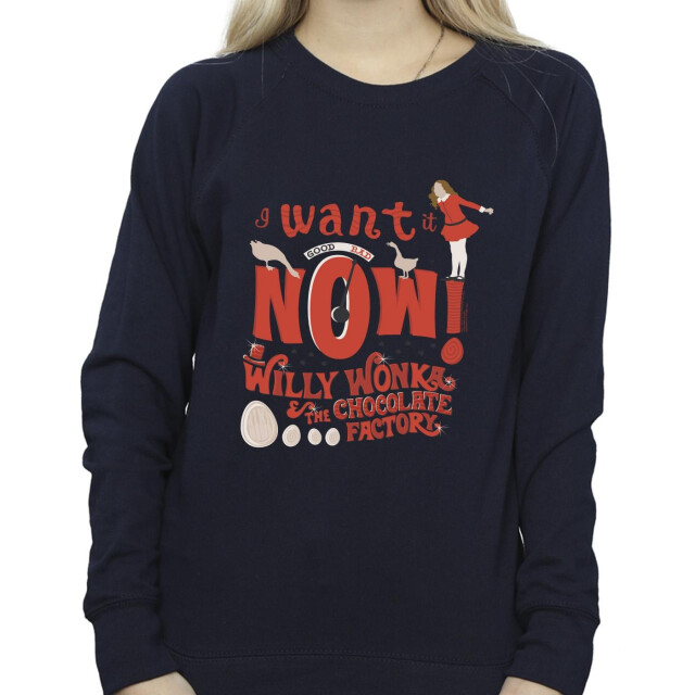 Li-cense Willy wonka dames verruca salt i want it now sweatshirt UTBI42426_navyblue large