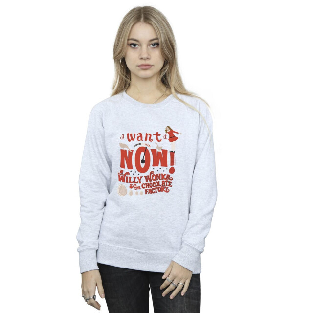 Li-cense Willy wonka dames verruca salt i want it now sweatshirt UTBI42426_sportsgrey large