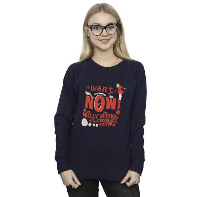 Li-cense Willy wonka dames verruca salt i want it now sweatshirt UTBI42426_navyblue large