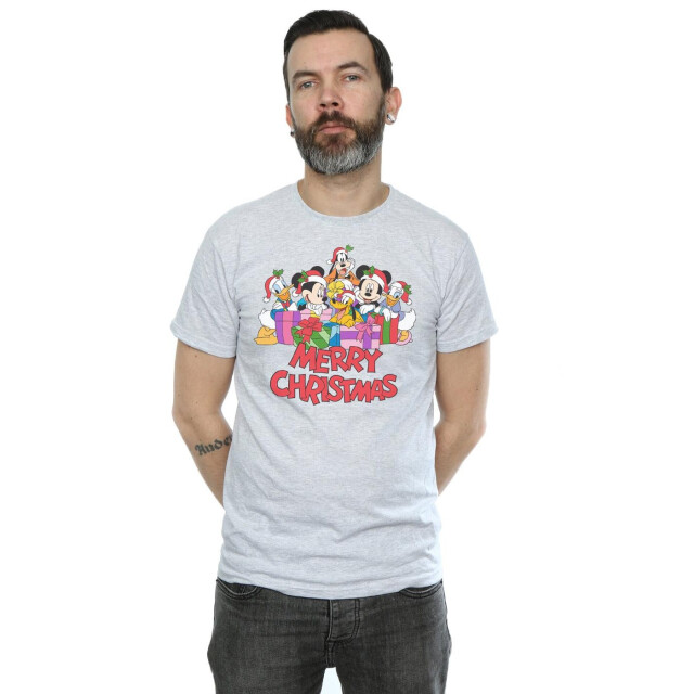 Li-cense Disney heren mickey mouse en vrienden kerstmis t-shirt UTBI41180_sportsgrey large