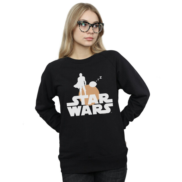 Li-cense Star wars dames the mandalorian mando and the child silhouette sweatshirt UTBI38852_black large