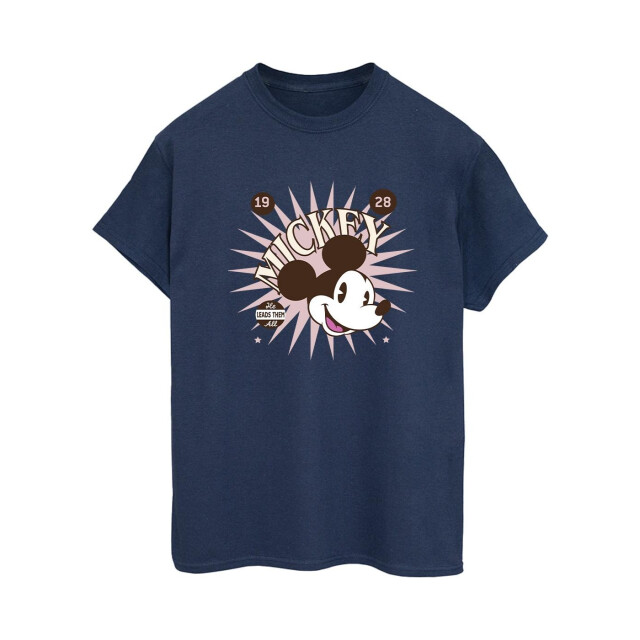 Li-cense Disney dames mickey mouse vintage leads them all katoenen vriend t-shirt UTBI38964_navyblue large
