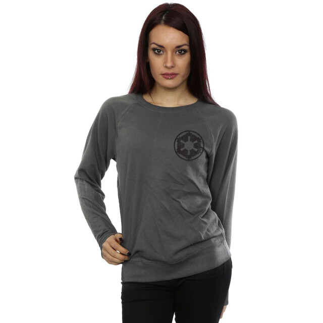 Li-cense Star wars dames the mandalorian galactic empire insignia breast print sweatshirt UTBI38713_charcoal large