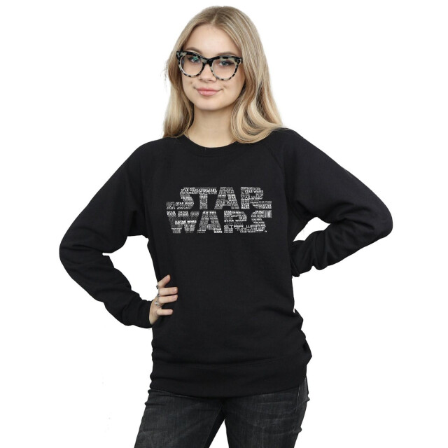 Li-cense Star wars dames sweatshirt met herhaalde tekst logo UTBI37900_black large