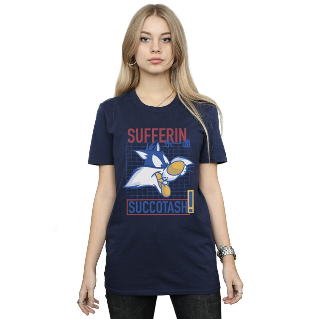 Li-cense Looney tunes dames sylvester sufferin succotash katoenen vriendje t-shirt UTBI32874_navyblue large