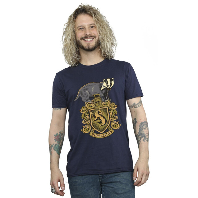 Li-cense Harry potter heren hufflepuff schets crest t-shirt UTBI31049_navyblue large