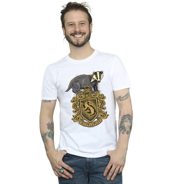 Li-cense Harry potter heren hufflepuff schets crest t-shirt UTBI31049_white large