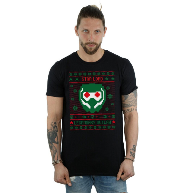 Li-cense Marvel heren guardians of the galaxy vol. 2 star lord fair isle t-shirt UTBI28548_black large