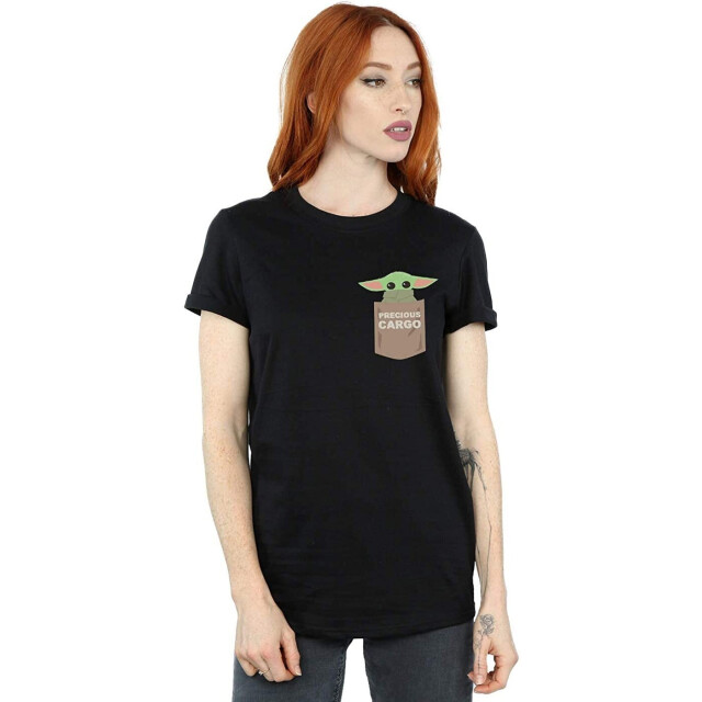 Li-cense Star wars: the mandalorian unisex volwassenen precious cargo baby yoda t-shirt UTBI284_blackgreenbrown large