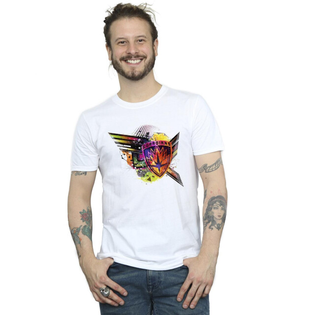Li-cense Marvel heren guardians of the galaxy abstract shield chest t-shirt UTBI28051_white large