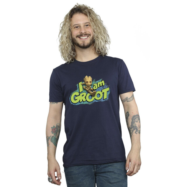 Li-cense Marvel heren guardians of the galaxy ik ben groot springen t-shirt UTBI27864_navyblue large