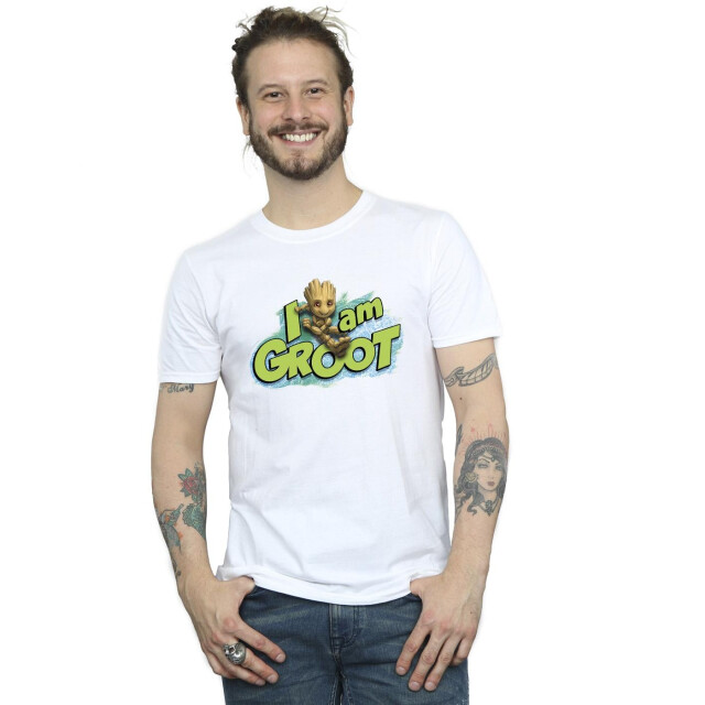 Li-cense Marvel heren guardians of the galaxy ik ben groot springen t-shirt UTBI27864_white large
