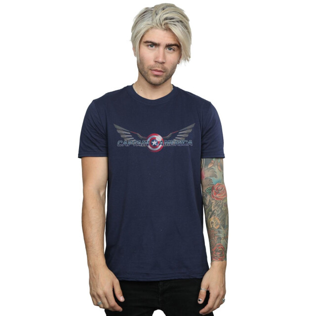 Li-cense Marvel heren falcon en de wintersoldaat captain america logo t-shirt UTBI27657_navyblue large