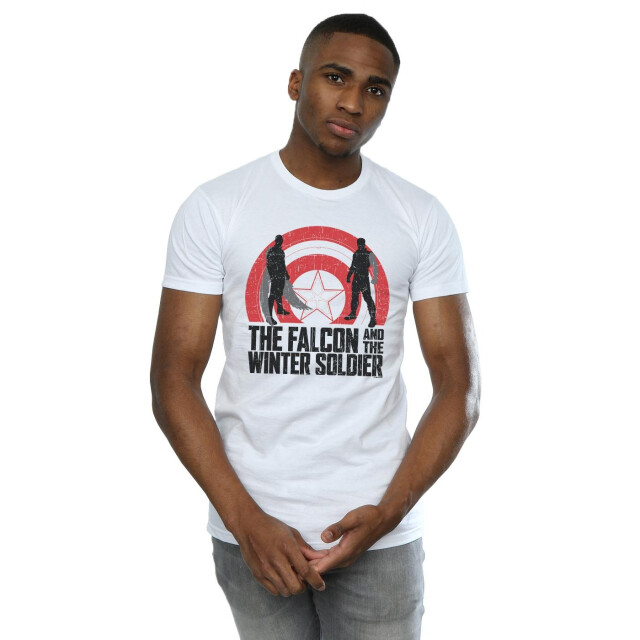 Li-cense Marvel heren the falcon en the winter soldier schild silhouetten t-shirt UTBI27551_white large