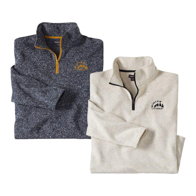 Atlas For Men Heren fleece top met vlekken (pack of 2) UTAF1706_navyecru large