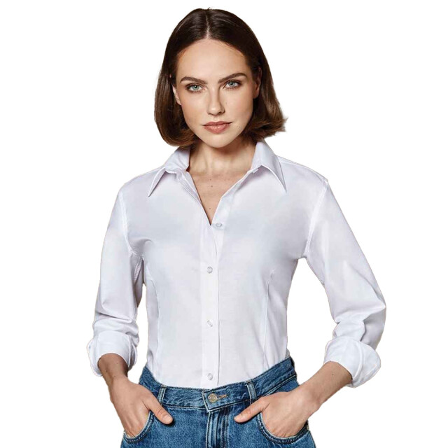 Kustom Kit Dames oxford getailleerde overhemd met lange mouwen UTLT4079_white large