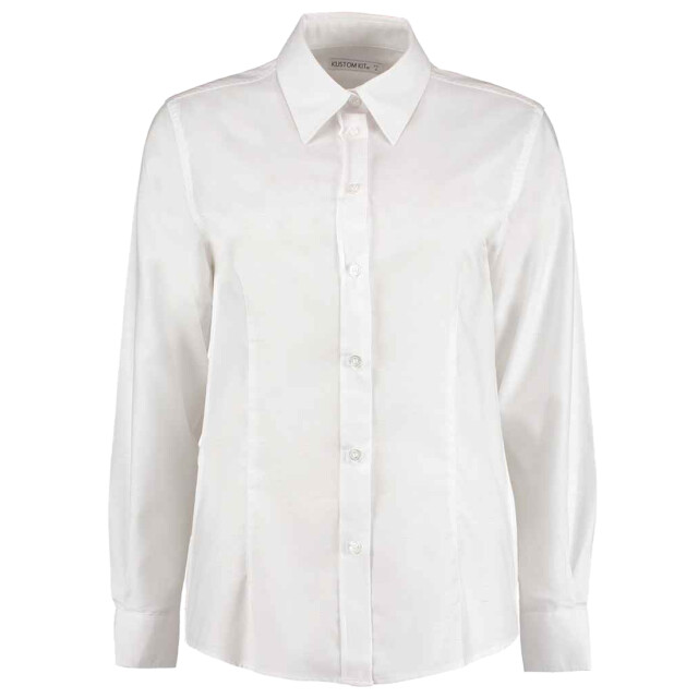 Kustom Kit Dames oxford getailleerde overhemd met lange mouwen UTLT4079_white large