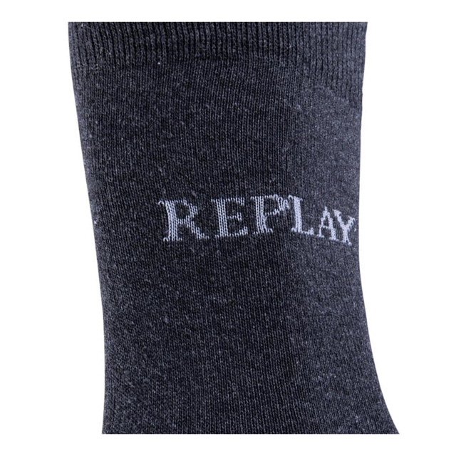 Replay Uniseks adult logo melange sokken (set van 3) UTLT4845_darkgreymelangegrey large