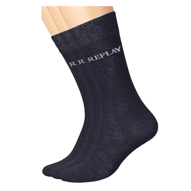 Replay Unisex volwassenen logo sokken (pak van 3) UTLT5492_blackgrey large