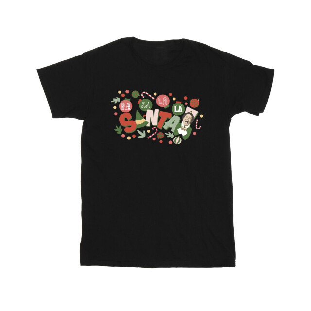 Li-cense Elf katoenen t-shirt santa fa la la voor meisjes UTBI17467_black large
