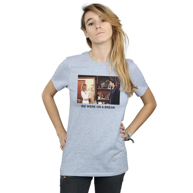Li-cense Friends dames we were on a break foto katoenen vriendje t-shirt UTBI23983_sportsgrey large