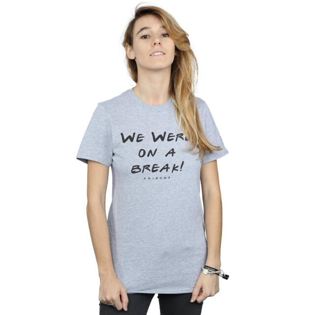 Li-cense Friends dames we were on a break tekst katoenen vriendje t-shirt UTBI23984_sportsgrey large