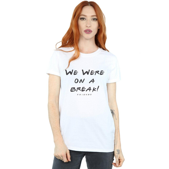 Li-cense Friends dames we were on a break tekst katoenen vriendje t-shirt UTBI23984_white large