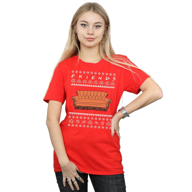 Li-cense Friends dames fair isle couch cotton boyfriend t-shirt UTBI23522_red large