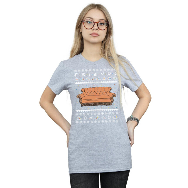 Li-cense Friends dames fair isle couch cotton boyfriend t-shirt UTBI23522_sportsgrey large