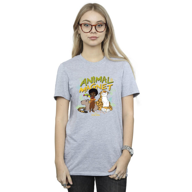 Li-cense Disney dames encanto animal magnet cotton boyfriend t-shirt UTBI22377_sportsgrey large