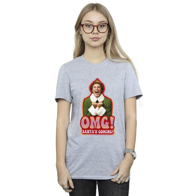 Li-cense Elf dames kerstman komt eraan katoenen vriendje t-shirt UTBI22308_sportsgrey large