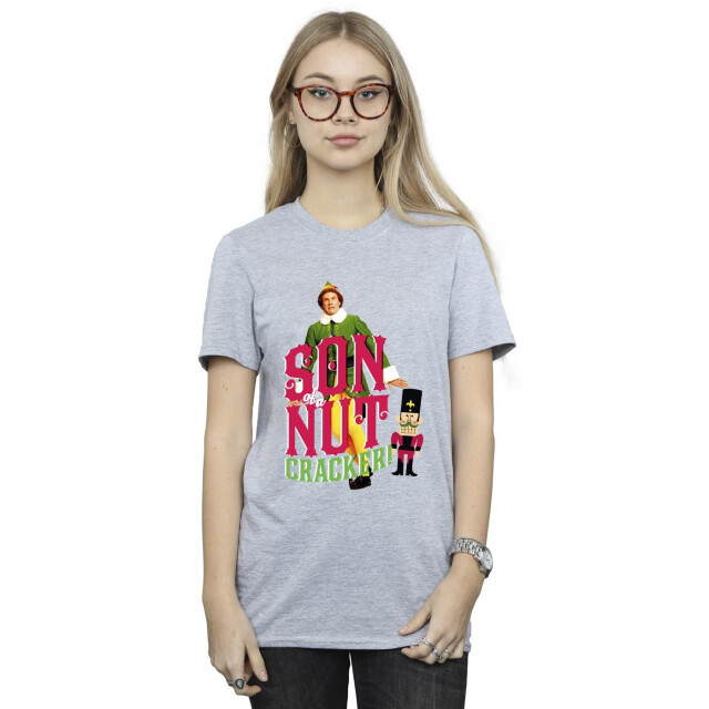 Li-cense Elf dames zoon van een notenkraker katoenen vriendje t-shirt UTBI22265_sportsgrey large