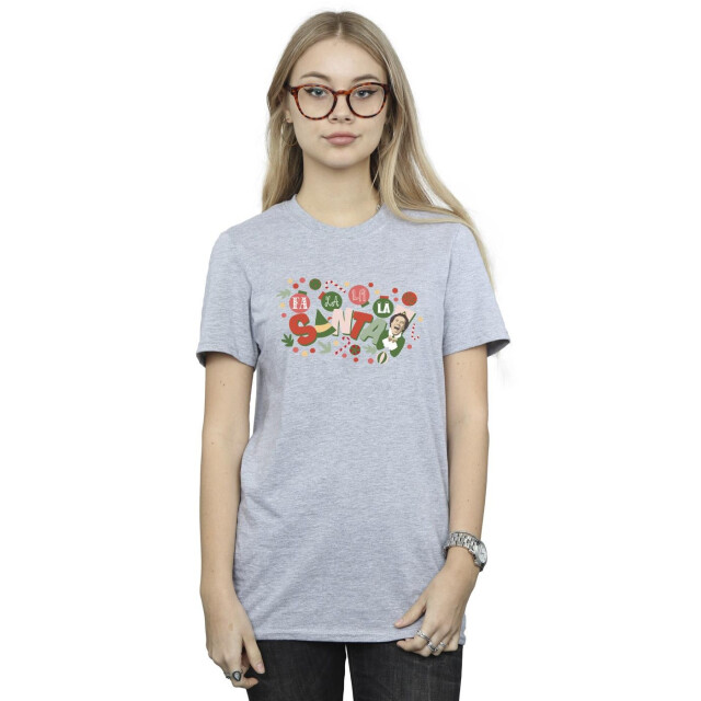 Li-cense Elf dames santa fa la la katoenen vriendje t-shirt UTBI22289_sportsgrey large