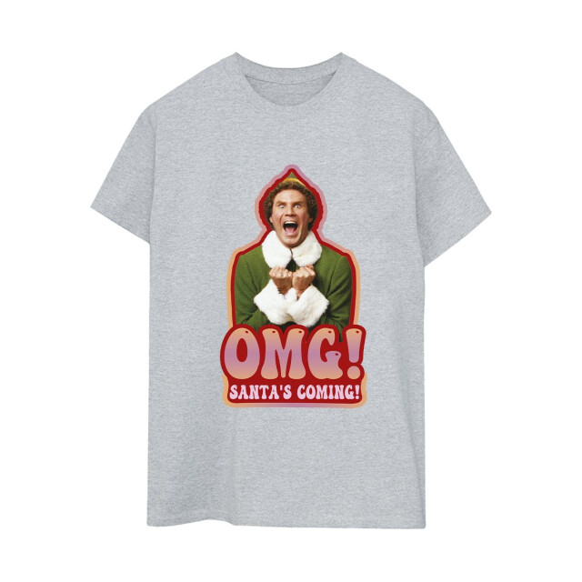 Li-cense Elf dames kerstman komt eraan katoenen vriendje t-shirt UTBI22308_sportsgrey large