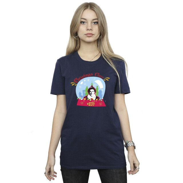 Li-cense Elf dames kerstmis snowglobe katoenen vriendje t-shirt UTBI22197_navyblue large