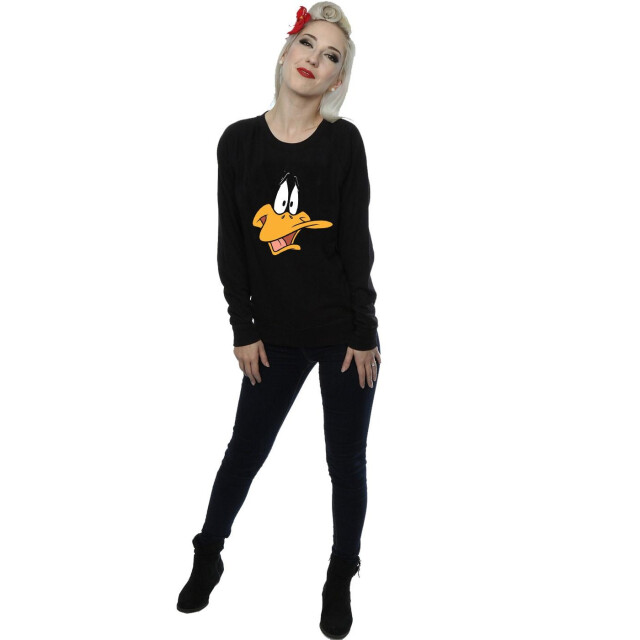 Li-cense Looney tunes dames daffy duck gezicht sweatshirt UTBI1856_black large