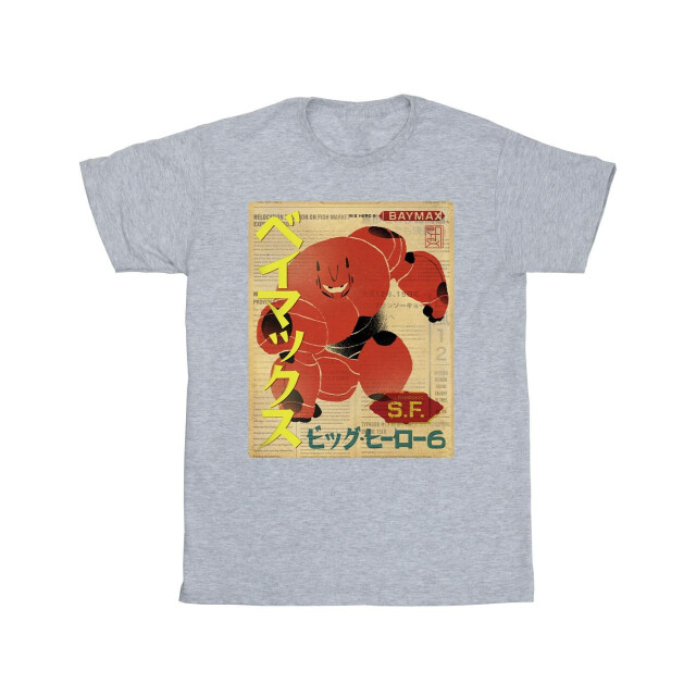 Li-cense Disney meisjes big hero 6 baymax nieuwspapier katoenen t-shirt UTBI11684_sportsgrey large