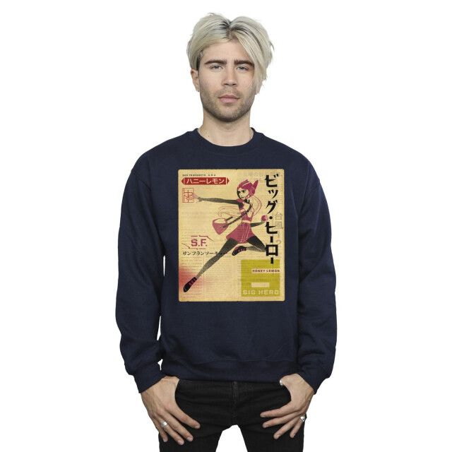 Li-cense Disney heren big hero 6 baymax honing citroen krant sweatshirt UTBI15127_navyblue large