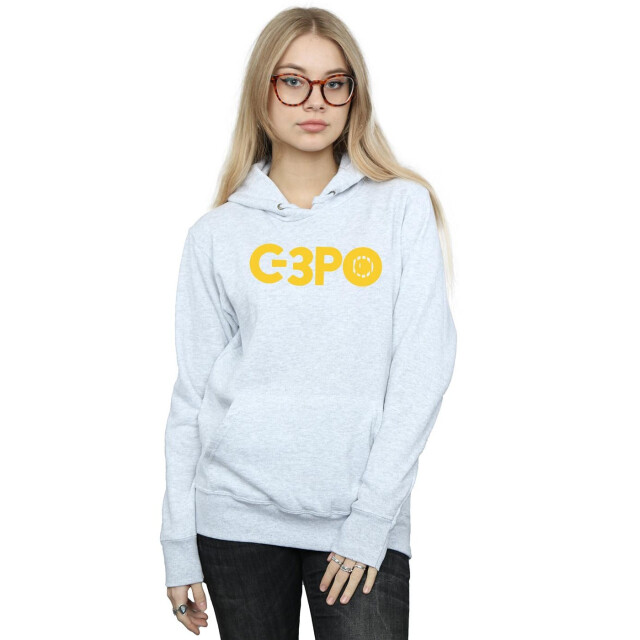 Li-cense Star wars dames the rise of skywalker c-3po tekst logo hoodie UTBI14769_sportsgrey large