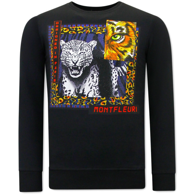 Tony Backer Sweater met print tiger poster 3627Z large