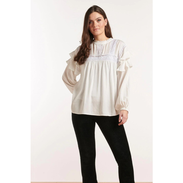 Smashed Lemon Ruffle top lange mouwen kanten details wit charlie 22581-000 large