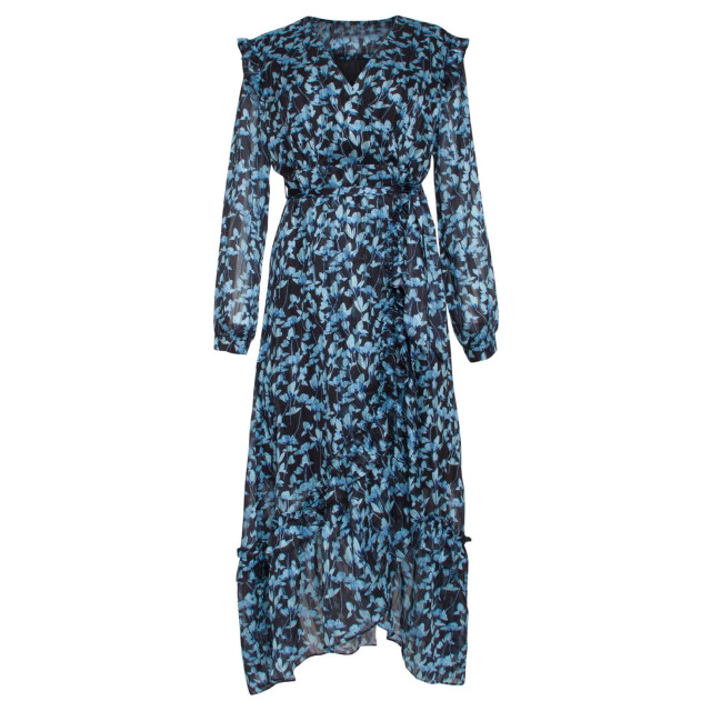 Smashed Lemon Ruffle jurk met bloemenprint en lurex albina black-blue 22859-999-625 large