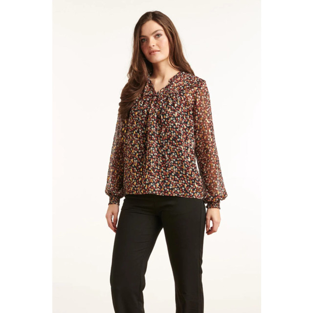 Smashed Lemon Lange mouwen top met bloemenprint en folie adelina 22823-999-998 large