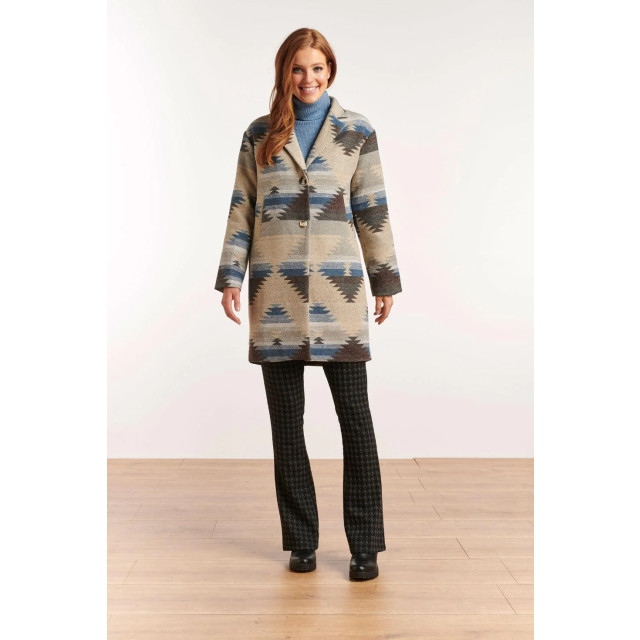 Smashed Lemon Halflang jas aztec print beige/blauw bella 22574-630-010 large