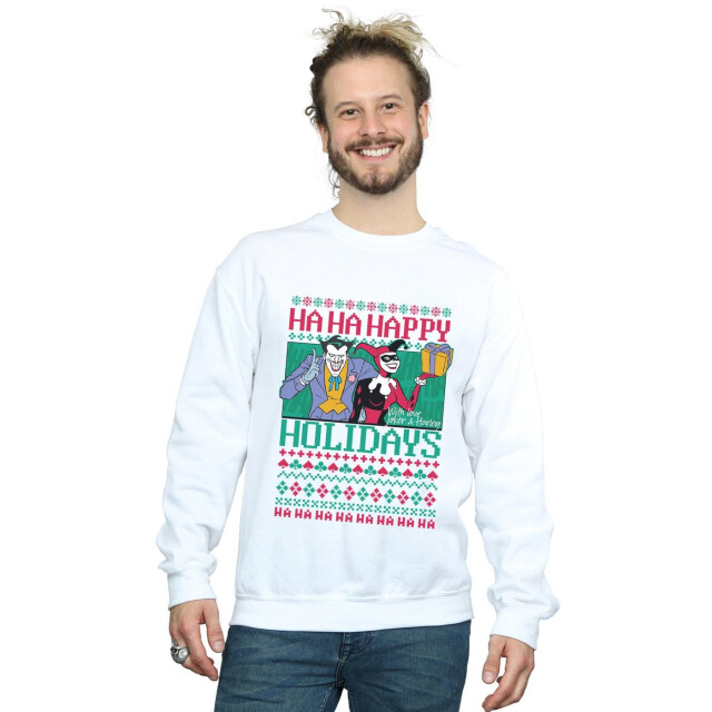 Li-cense Dc comics heren joker en harley quinn ha ha gelukkige feestdagen sweatshirt UTBI11885_white large
